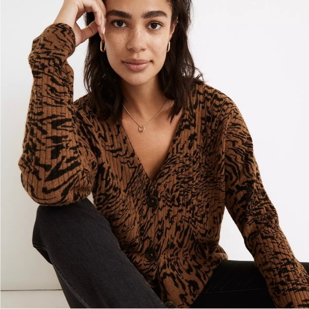 Madewell Tigerized Cameron Ribbed Cardigan